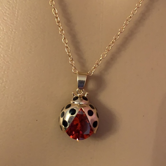 Ladybug Crystal Necklace - Picture 3 of 9